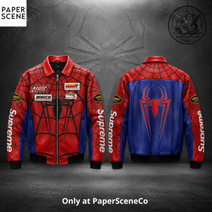 Spider Web Racing Leather Bomber Jacket – 2026 Streetwear Collector Edition