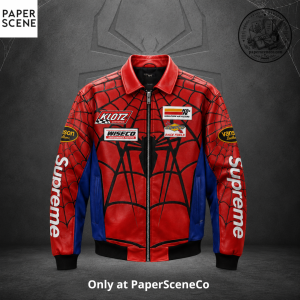 Spider Web Racing Leather Bomber Jacket – 2026 Streetwear Collector Edition