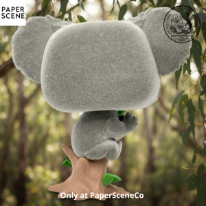 Flocked Gray Koala Bear on Eucalyptus Tree Trunk Vinyl Collectible Figure