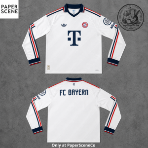 Long Sleeve Retro Bavarian Football Jersey – Vintage Triple Stripe White Edition