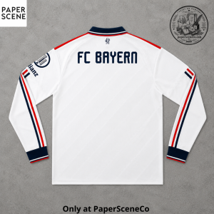 Long Sleeve Retro Bavarian Football Jersey – Vintage Triple Stripe White Edition