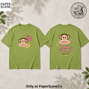 Paul Frank Shirt Cute Monkey Graphic Green T-Shirt with Retro Cartoon Back Print