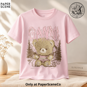 Ganni Shirt Pink Teddy Bear Graphic Tee Vintage Forest Aesthetic
